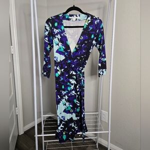 Diane Von Furstenberg Multicolor Floral Long Sleeve Dress